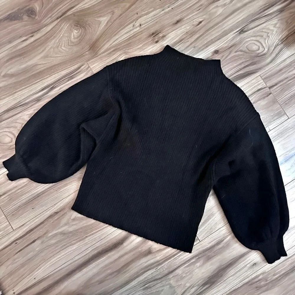 LINE & DOT | Revolve Women Black Mock Neck Balloon‎ Sleeve Pullover Sweater | XS - Picture 2 of 8